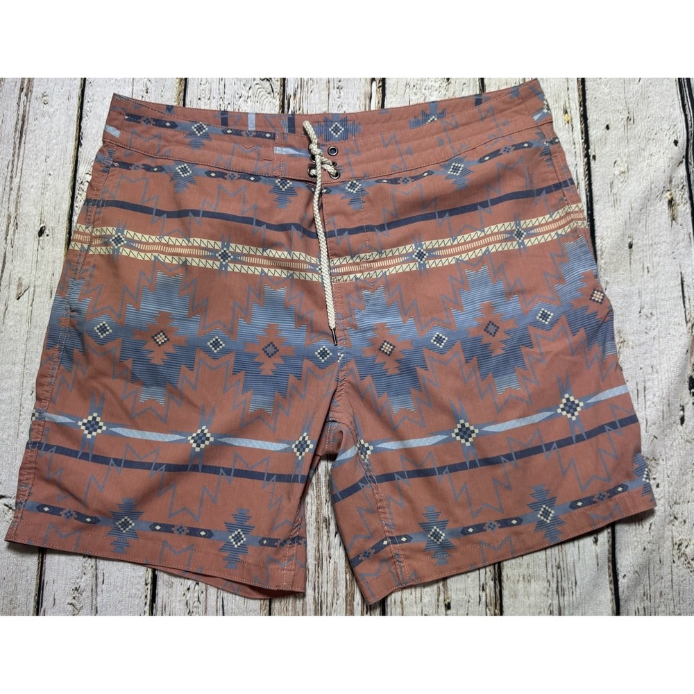 Faherty Board Shorts Mens 36‎ Aztec Print Bathing Suit Swim Beach 7" Inseam